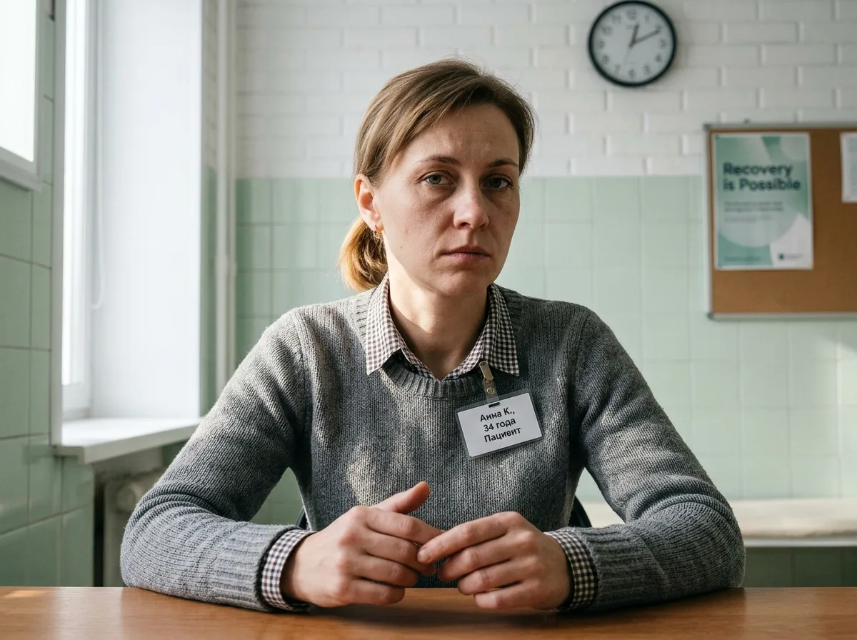 Аватар Анна К., 34 года, Воронеж — пациентка наркологической клиники, портрет женщины средних лет, нейтральный фон
